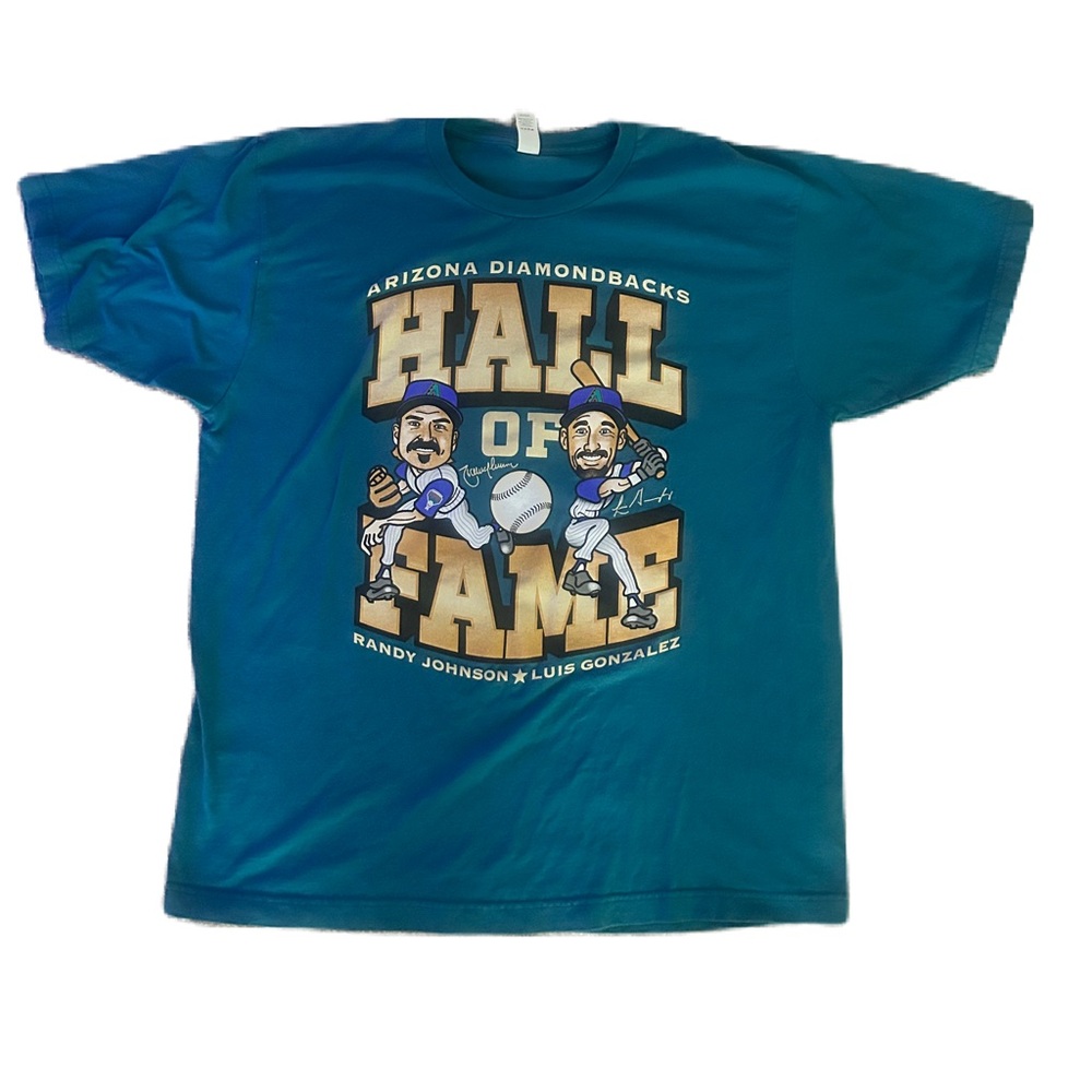 Arizona Diamondbacks Hall Of Fame Teal Shirt Randy Johnson Luis Gonzalez | XL